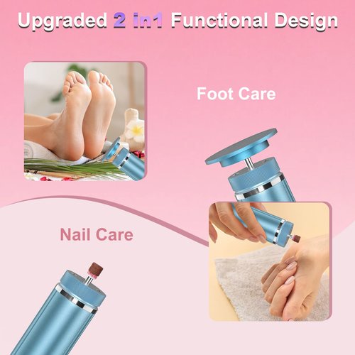 Electric Foot Callus Remover: 2-in-1 Rechargeable Foot File with 7 Adjustable Speeds & 1200RPM Power - Replacement Sandpaper Discs - Professional Pedicure Tool for Dead Skin & Calluses Removal