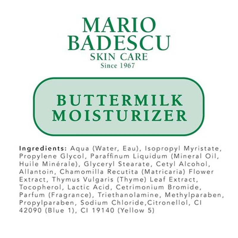 Mario Badescu Buttermilk Face Moisturizer - Lactic Acid & Thyme Extract for Dry/Combination Skin, 2 Fl Oz