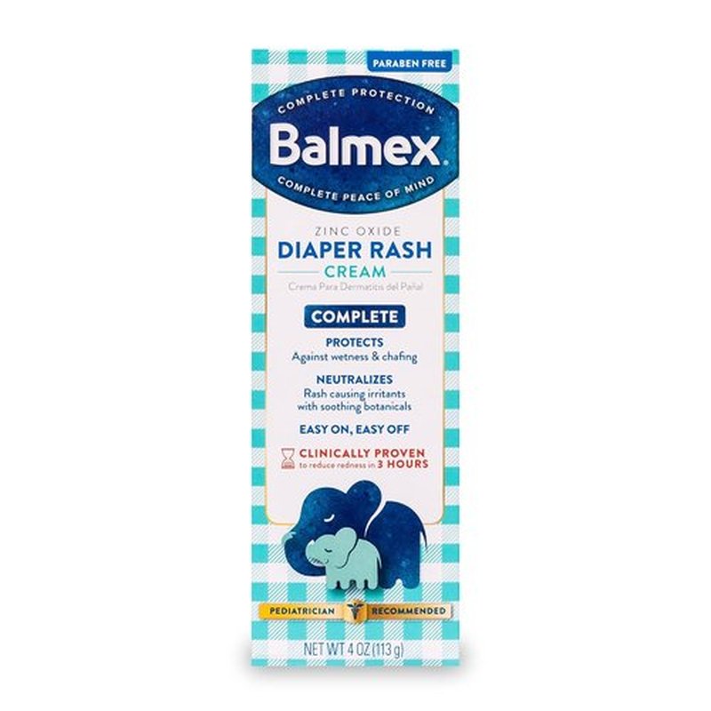 Balmex Complete Protection Baby Diaper Rash Cream - Zinc Oxide & Soothing Botanicals, 4 Ounce