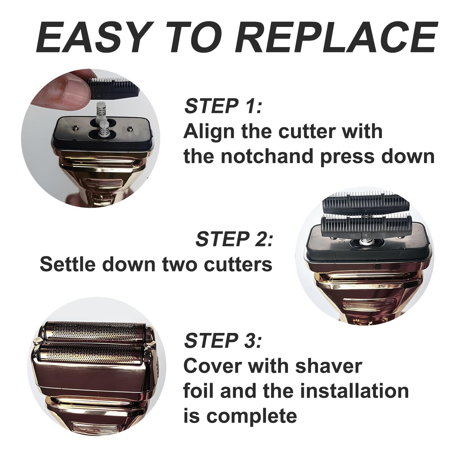 FXONE Shaver Replacement Foil and Cutter Compatible with BaBylissPRO FXONE Double Foil Stick Shaver,FX79RF2G Hypoallergenic Extra-close Shaver Replacement Head (Gold/1 Pack)