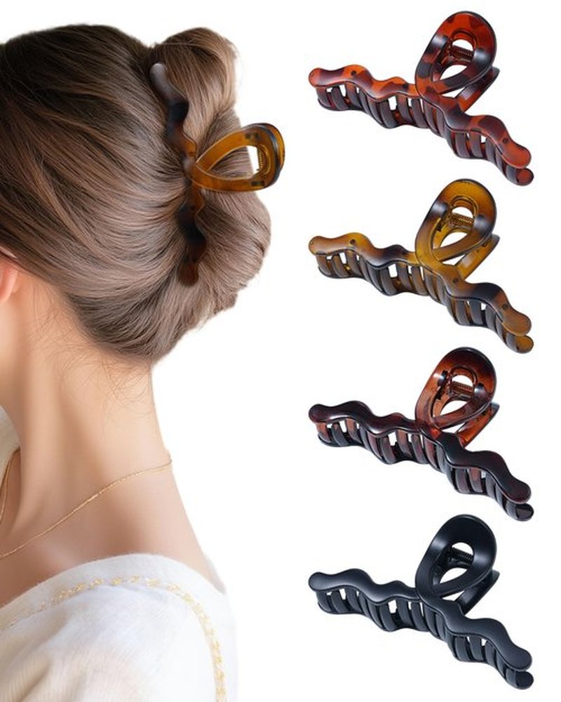 HOKEMP 4 Pack Large Claw Clips for Women Thick hair - 5.12 Inch Hair Claw Clips Non-slip Hair Clips with 360° U-Shaped Spring Strong Hold Hair Clips for Long Curly Hair (Color 2)