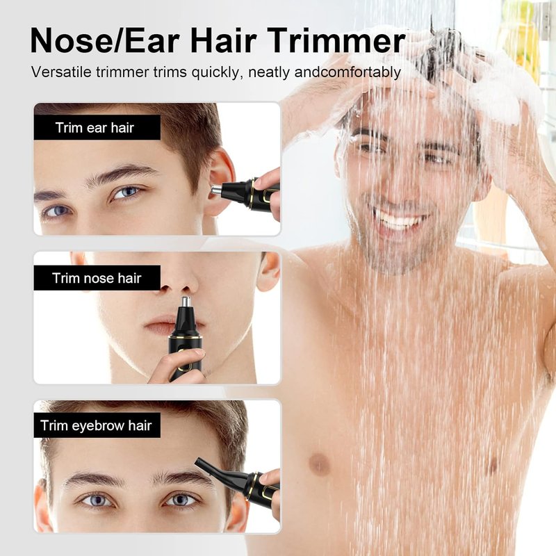 XOOMRSCP Nose Hair Trimmer - Rechargeable 2-in-1 Painless Ear & Nose Hair Removal | IPX7 Waterproof, Black