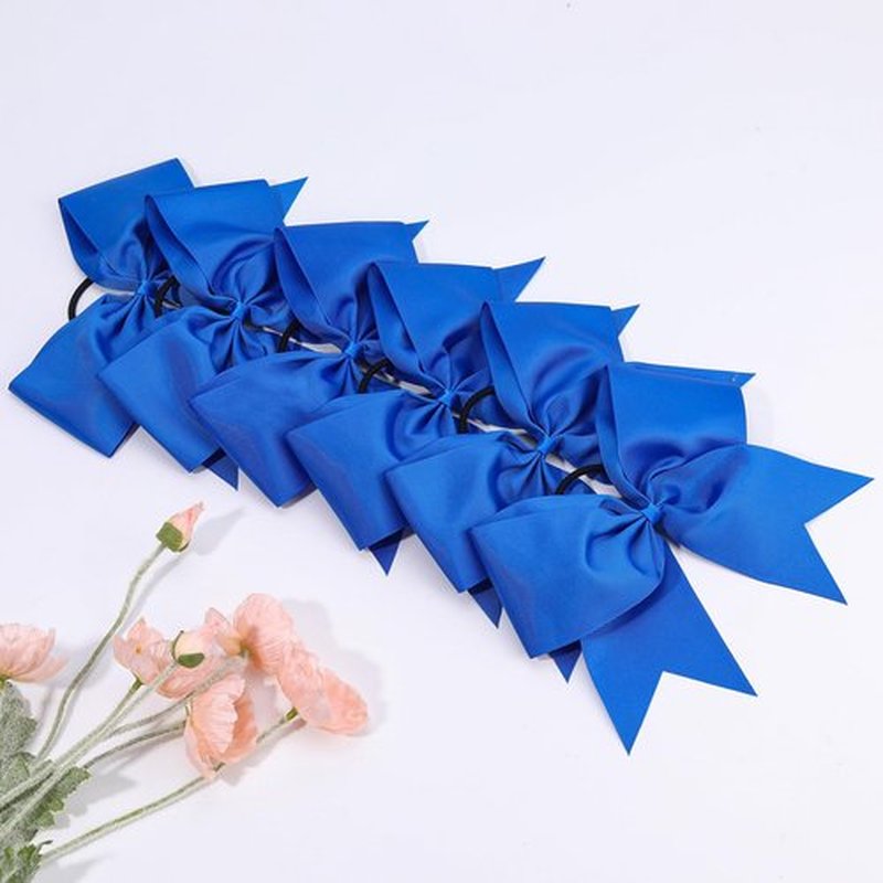 CN 30PCS 8" Large Cheer Bows, Cheerleading Bows Ponytail Holder for Girls, Grosgrain Ribbon Cheer Hair Bow with Elastic Hair Tie for Cheerleader College Sports Softball Competition (Blue)