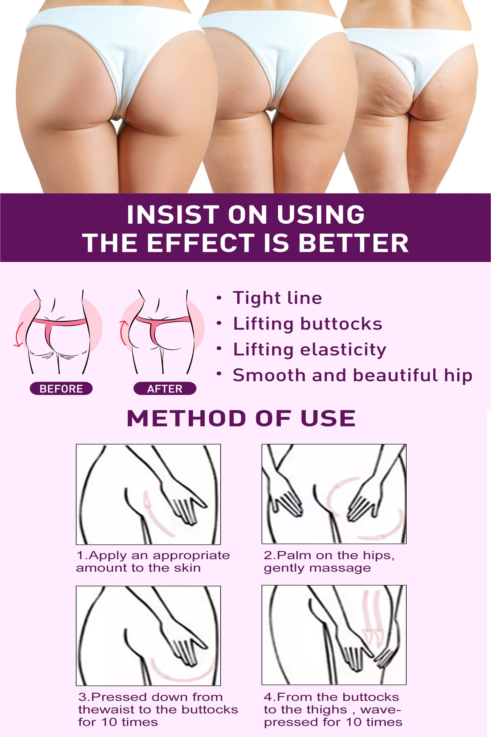 AKARY Hip Lift Up Essential Oil, Ginger Butt Enhancement Oil, Nourishing Massage Oil Buttocks Enhancement Firming Lifting Essential Oil, Tight Line Massage Cream for Women Men Large Butt
