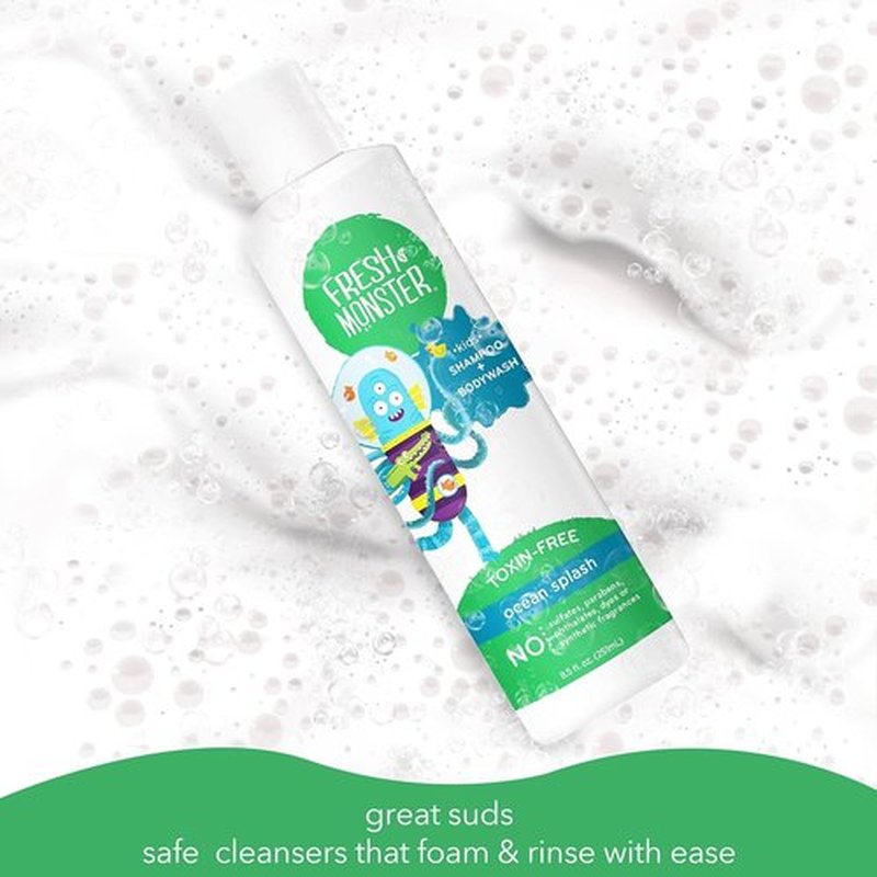 Fresh Monster 2-in-1 Kids Shampoo & Body Wash - Ocean Splash, 8.5oz | Toxin-Free & Hypoallergenic