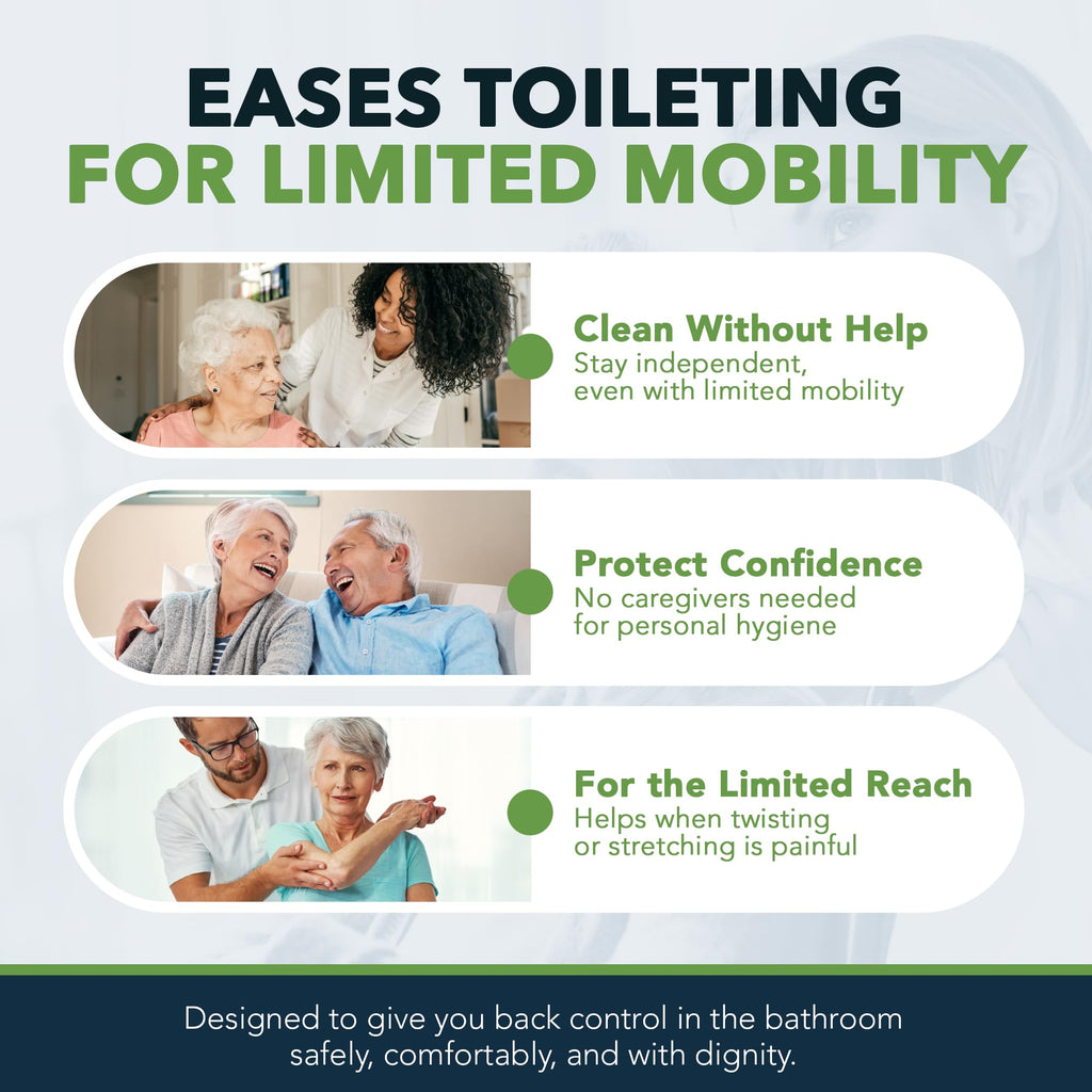 FreedomWand Multipurpose Toilet Aids - 20" Inch Wiping Aid Toileting for Women & Men, Butt Wiper Tool, Toilet Assist Device and Paper Extender, Ideal for Elderly, Disabled and Post Surgery Use