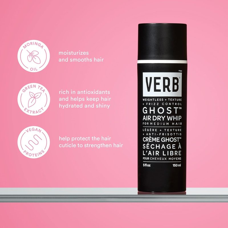 VERB Ghost Air Dry Whip - Weightless Styling Cream with Moringa Oil - Anti-Frizz Hydration & Texture | Vegan, Paraben-Free