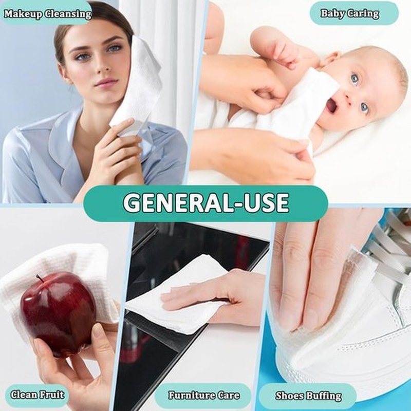 60-Count Disposable Face Towels Extra Large (10"x12") - 100% USDA Biobased, Fully Biodegradable Disposable Dry Wipes - Super Soft Makeup Remover & Facial Cloths for Sensitive Skin