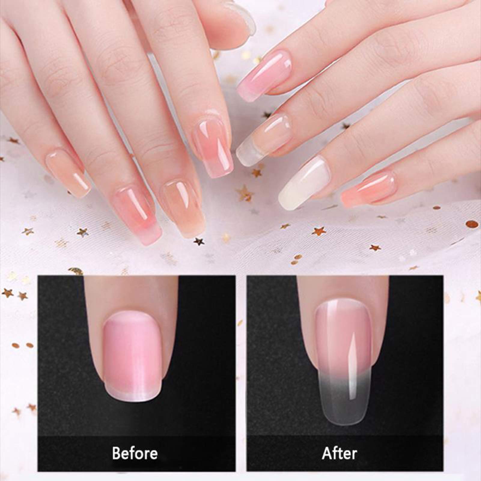 Vodisa Clear Nail Tips 500pcs French Acrylic Half Cover Fake Nails with Storage Case 10 Sizes Long False Nail for Lady Nail Salons and Home DIY Nail Art(French Half Cover)