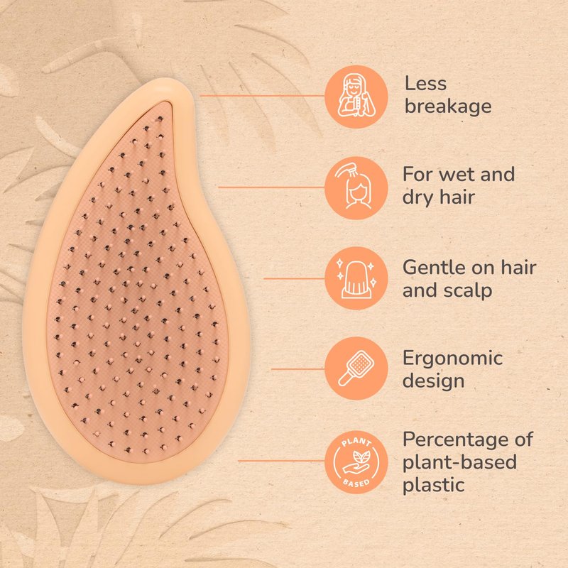 Wet Brush Go Green Palm Detangling Hair Brush Infused with Coconut Oil - Pain-Free Ultra-Soft Detangler Bristles Glide Through Tangles with Ease - Protects Against Split Ends For Wet & Dry Hair