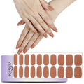 KHARITA Semi Cured Gel Nail Strips – Real Gel Nail Polish Wraps for Brittle Nails | Waterproof Long Lasting Easy Peel-Off Removal | Hema-Free | 20-Piece Warm Brown Salon Kit with File & Stick