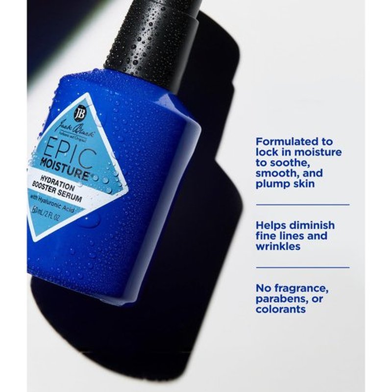 Jack Black Epic Moisture Hydration Booster Serum - Lightweight Men's Face Moisturizer & Anti-Wrinkle Care, 2 Fl Oz