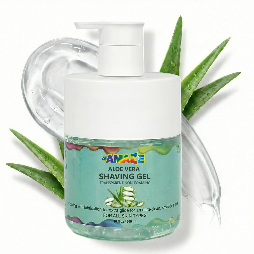 Aloe Vera Shaving Gel for Men & Women – Transparent Shave Gel with Aloe Vera, Natural Moisturizing & Cooling Shave Gel for Sensitive Skin, Smooth Razor Glide, Non-Foaming.