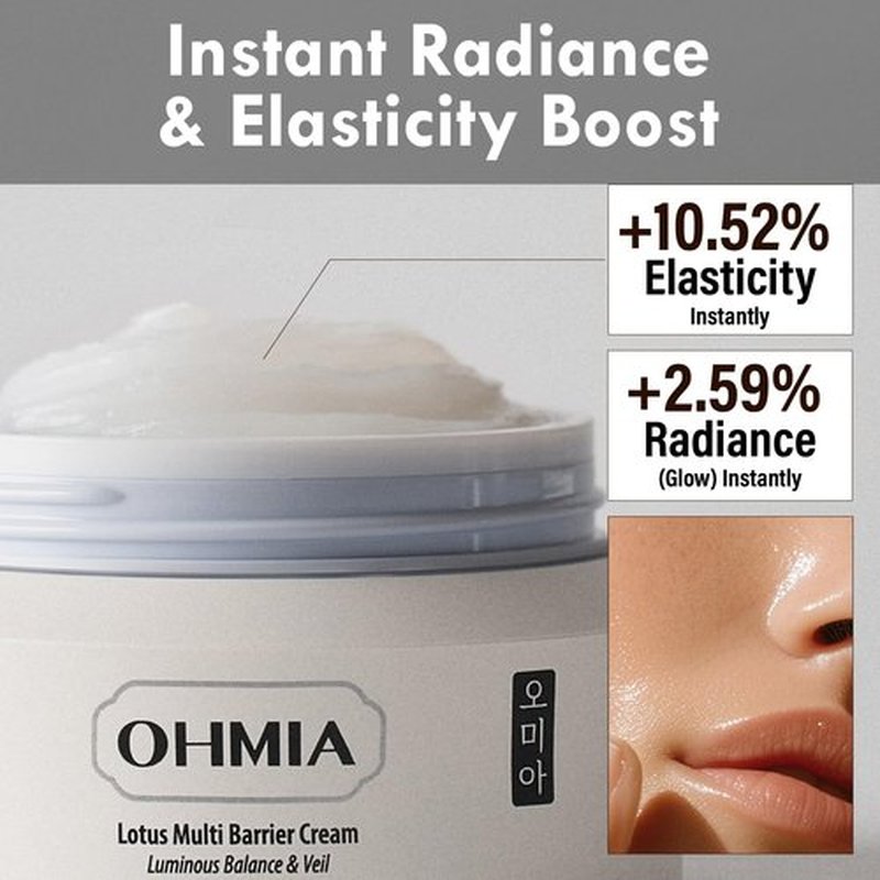 OHMIA Korean Anti-Aging & Firming Face Moisturizer - Lotus Multi Barrier Cream with Niacinamide & Rice - Soothing for Sensitive Skin - Fragrance-Free - 1.69 fl oz