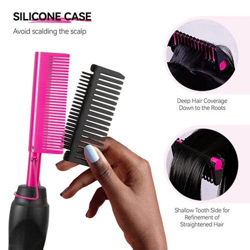 Electric Hot Comb for Wigs, Straightening Comb, Plug-In Hair Straightener for Black Hair