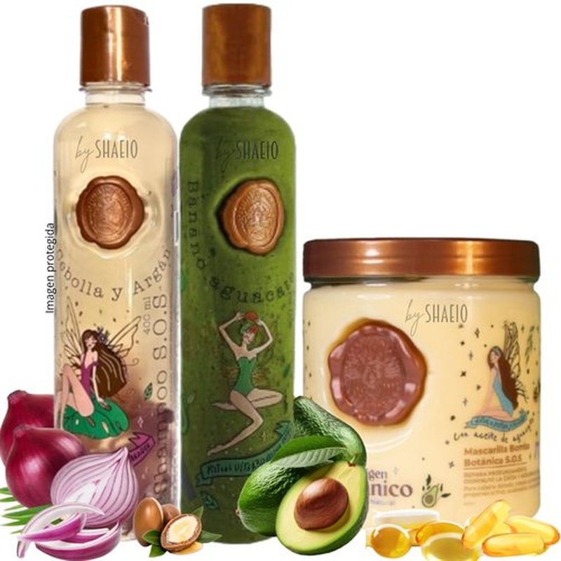 RITUAL BOTANICO KIT 3 Crecimiento Acelerado Ultra Reparador S.O.S de Origen Botánico: Shampoo de Cebolla, Mascarilla para el Cabello Bomba Capilar, Acondicionador Intensivo PLEX (+ OBSEQUIO TRENDY)