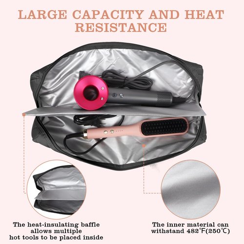 Suafrnut Large Hot Hair Tools Organizer Bag Portable Travel Heat Resistant Storage Case Pouch for Curling Irons, Flat Irons, Hair Straighteners and Styling Tools(17.7" x 3.9")