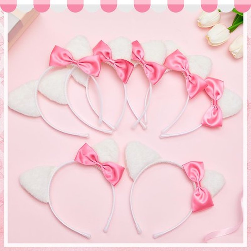 Knitgrip 12 Pcs Kitty Cat Ears Headbands Gift for Kitty Friends Birthday Party Favor Kitten Decoration(Pink,Classic)