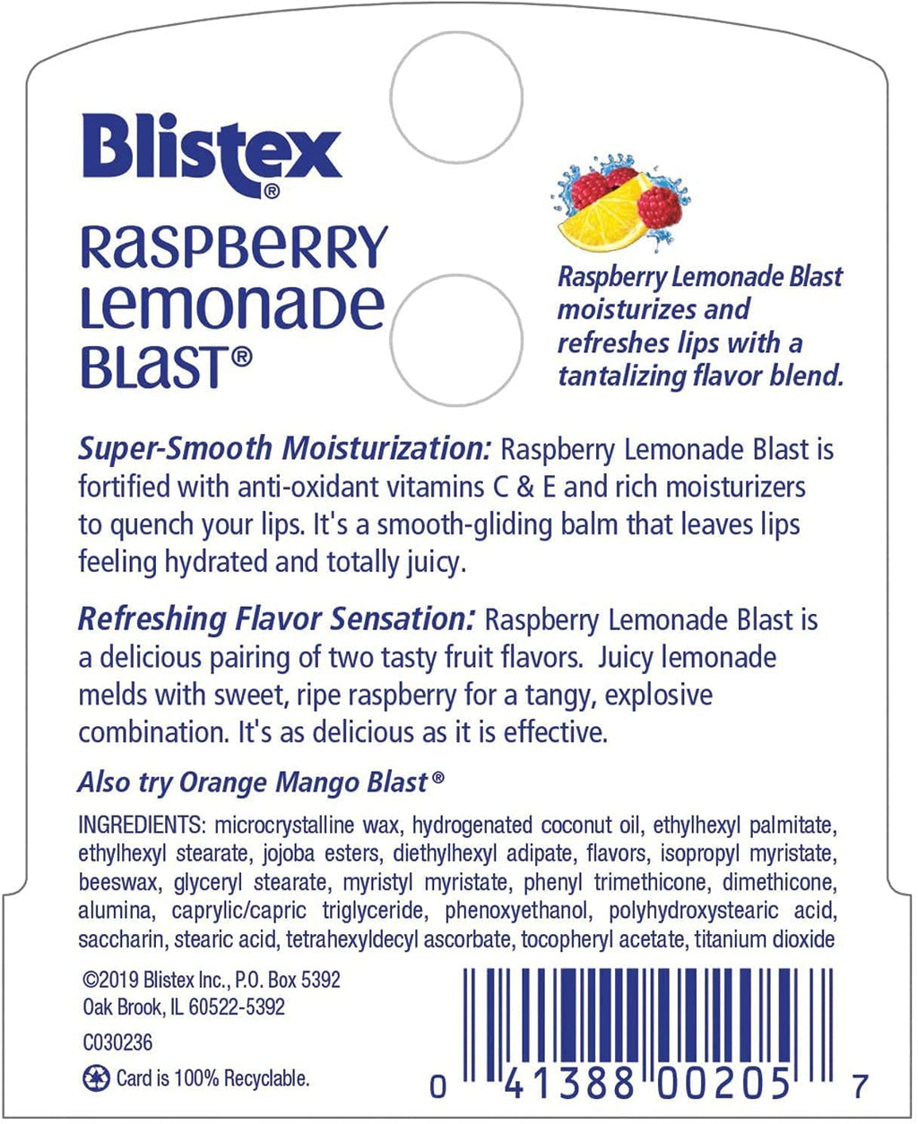Blistex Raspberry Lemonade Blast Lip 0.15 OZ (Pack of 5)