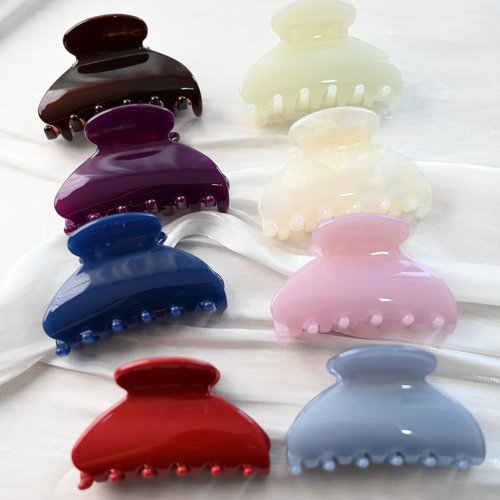 Prettyou Handmade Celluloid Acetate French Design Barrettes Tortoise Shell Claws Hair Claw Luxury Fashion Accessories Hair Clip for Women (dark blue)