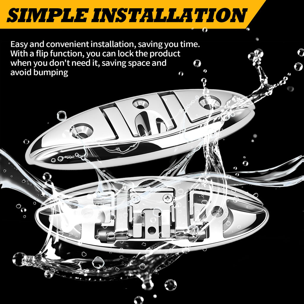 Jecoupoon 2pcs 6 inch 6" Dock Cleats Marine Boat 316 Stainless Flip Up Cleats Folding Cleat with Screws and Nuts