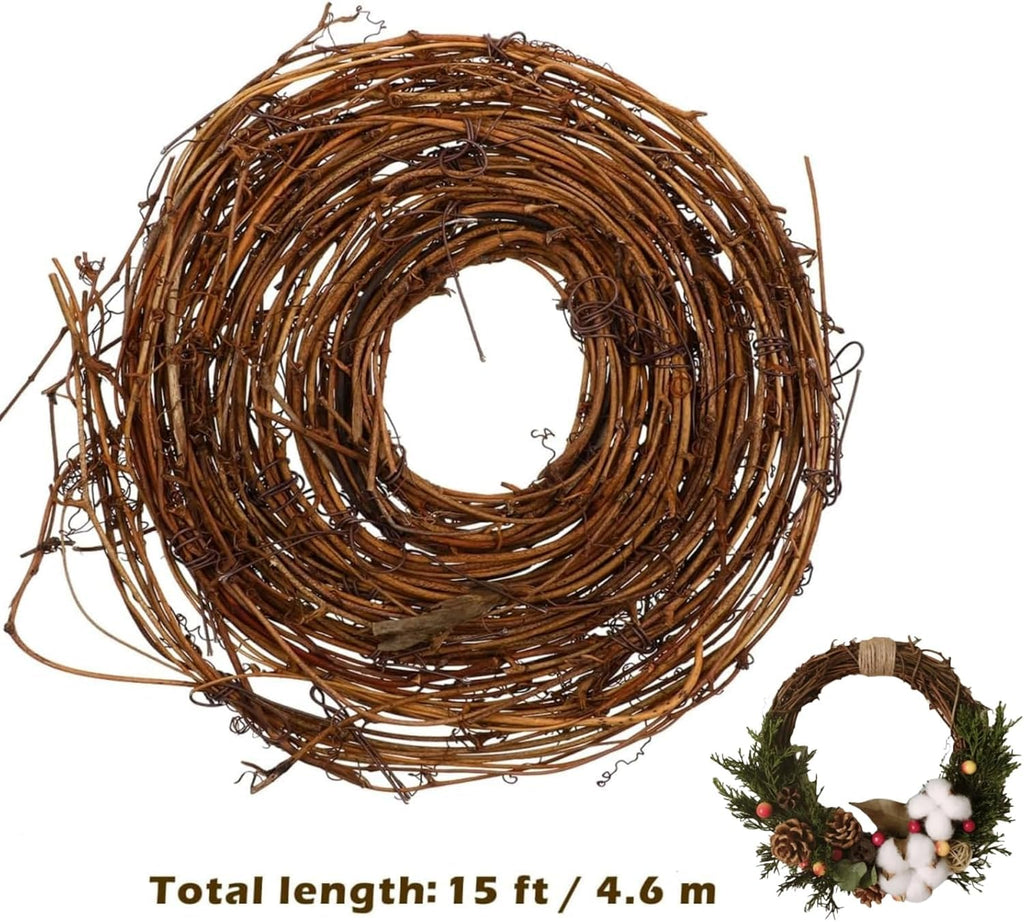 Twig Garland: 15.7ft Natural Grapevine Spring Wreaths for Front Door, Backdrop Hanging Vine for DIY Crafts Christmas Easter Valentines Day Wedding Party Home Decor
