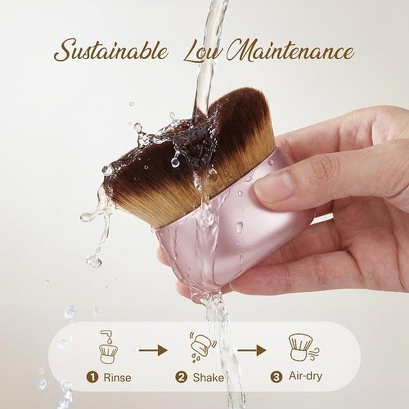 Skiennix Kabuki Self Tanner Brush - Large Vegan Body Makeup Brush for Even Coverage | Soft & Dense, Pink