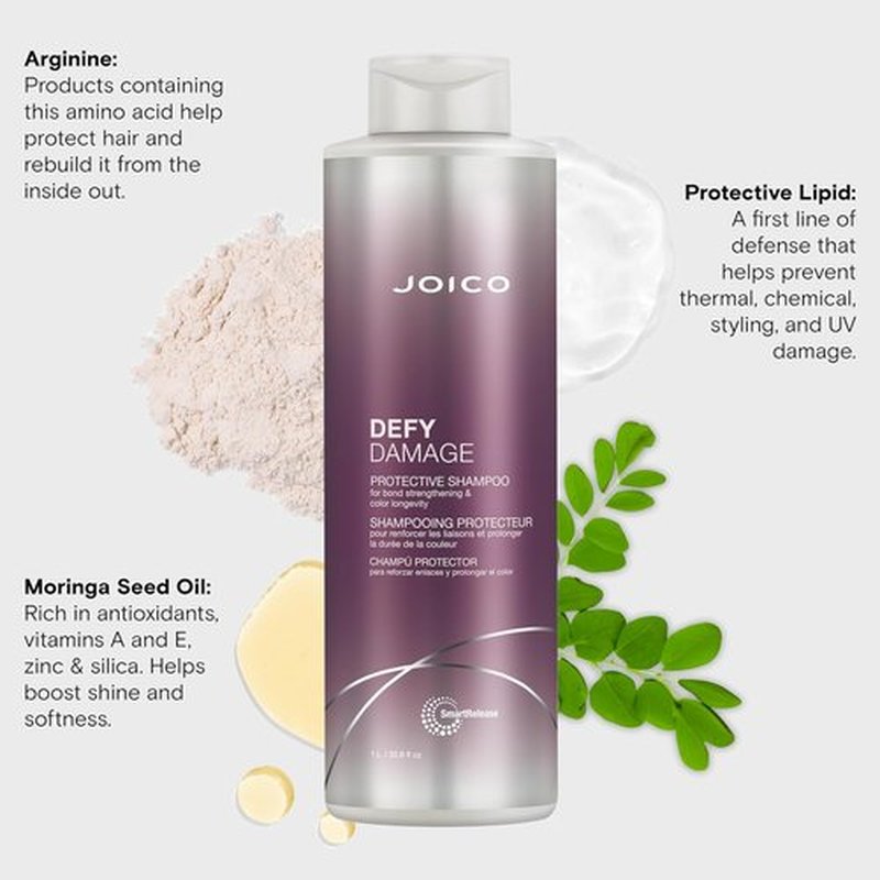 Joico Defy Damage Protective Shampoo - Strengthens Color-Treated Hair | Moringa Seed Oil & Arginine