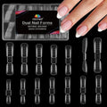 EBANKU 120pcs Dual Nail Forms for Poly Extension Gel, 2 In 1 Reusable Nail Molds, 12 Sizes, Almond & Square, Clear, Glossy Finish