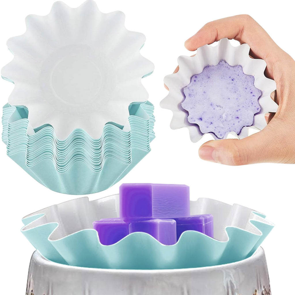 Boao Wax Melt Liners Reusable Leakproof for Any Wax Cubes Waxes Warmer Containers Cups for Scented Candle Plug in Warmers Electric Waxes Melters Burner(Blue,50 Pieces)