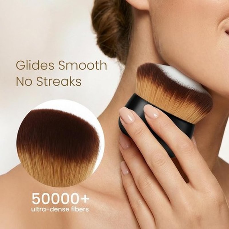 Skiennix Kabuki Self Tanner Brush - Large Vegan Body Makeup Brush for Even Coverage | Soft, Dense & Ideal for Mousse, Lotion & Foam