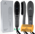 Aberlite Pocket Beard Straightener - Compact Ionic Heat Brush Comb with Anti-Scald Technology | Perfect for Home & Travel