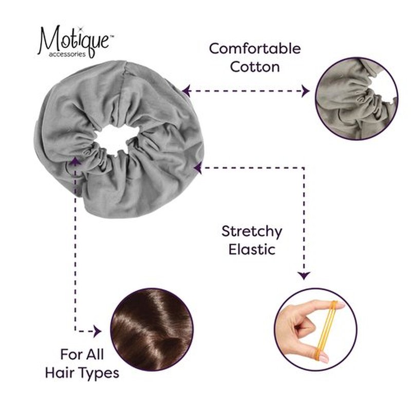 Jumbo Cotton Scrunchie Hair Tie (Light Grey)