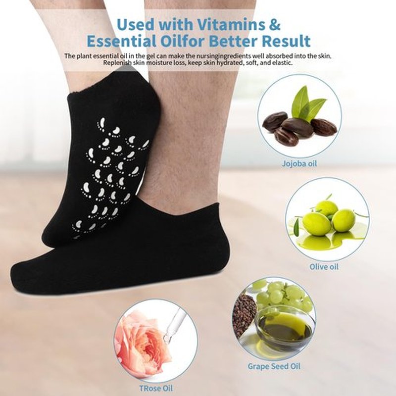 Aluroice 11" Large Silicone Moisturizing Socks for Men - 2 Pairs Soft Foot Care Socks - Feet Moisturizing Socks for Dry Cracked Feet (Size L)