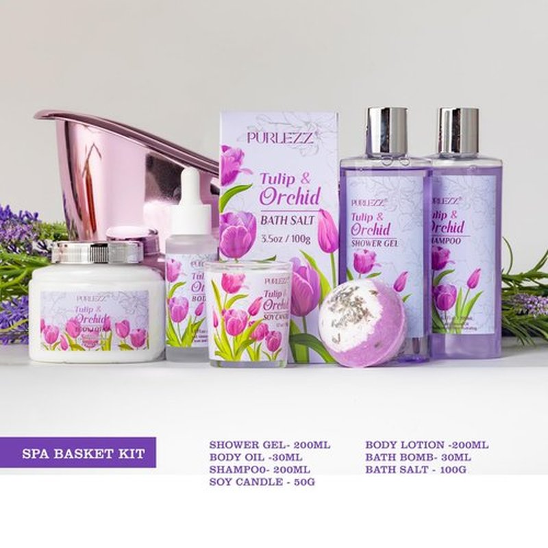 Mother's Day Gift for Mom, Tulip gifts Bath and Body Gift Basket, Bath Gift Set Self Care Spa Kit, Self-Care Set, Birthday Gifts for Her, Wife, Friends, Christmas, Mother Day, Anniversary