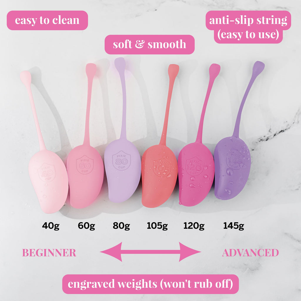 Pixie Inner Core Wellness & Strength Training for Feminine Care – Women’s Core Strength Set – Set of 6 – Includes Easy-to-Read Guide & Exercises for Beginners & Advanced (Blush)