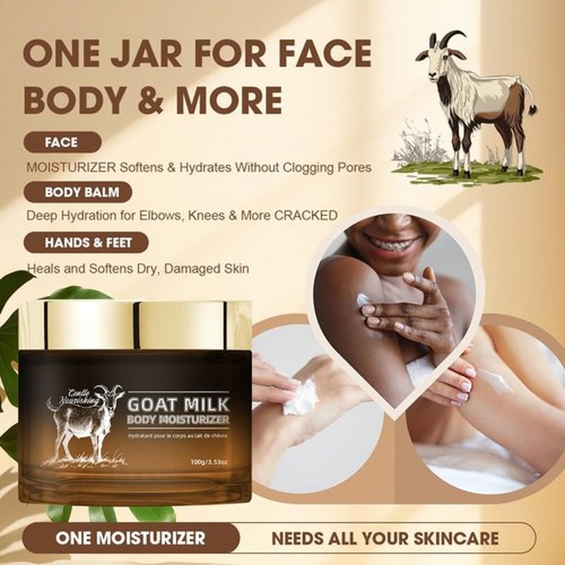Bmrewax Goat Milk Lotion - Whipped Body Butter Cream with Goat Milk - Deeply Moisturizes, Softens Skin - Natural & Gentle for All Skin Types, 3.53 oz