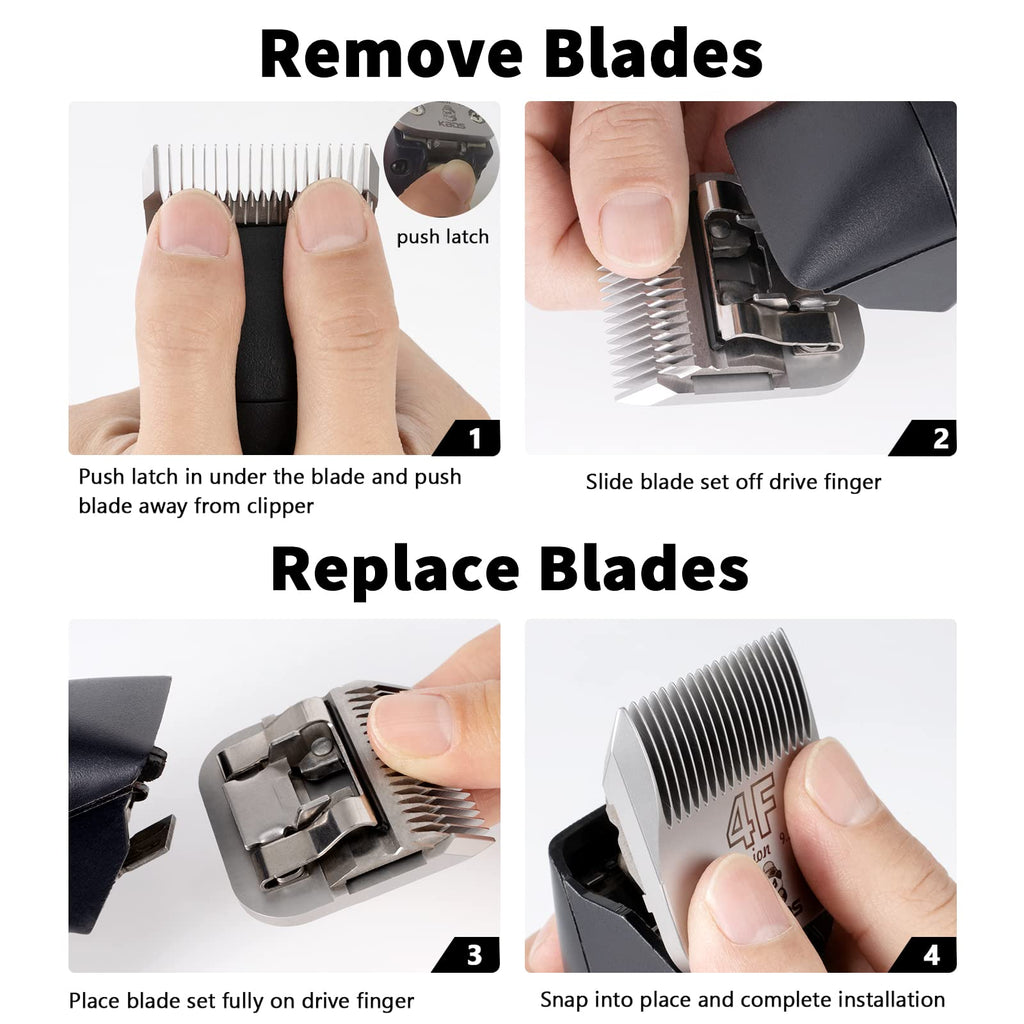 KBDS Detachable Ceramic Pet Clipper Blades,Size-7F,Compatible with Most Andis,Oster,Wahl A5 Clippers,Made of Ceramic Blade Cutter and Carbon Steel Blade,1/8'' Inch 3.2mm Cut Length, 7F Blade
