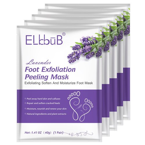 Foot Peel Mask - 5 Pack Foot Mask for Dry Dead Skin, Callus, Repair Rough Heels - Make Your Feet Baby Soft Get Smooth Silky Skin - Lavender