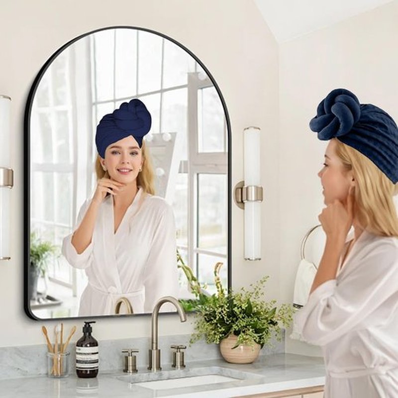 LVBGQVL Women Turbans and Head Wraps, Women African Turban Flower Knot Pre-Tied Bonnet Beanie Cap Headwrap Navy Blue