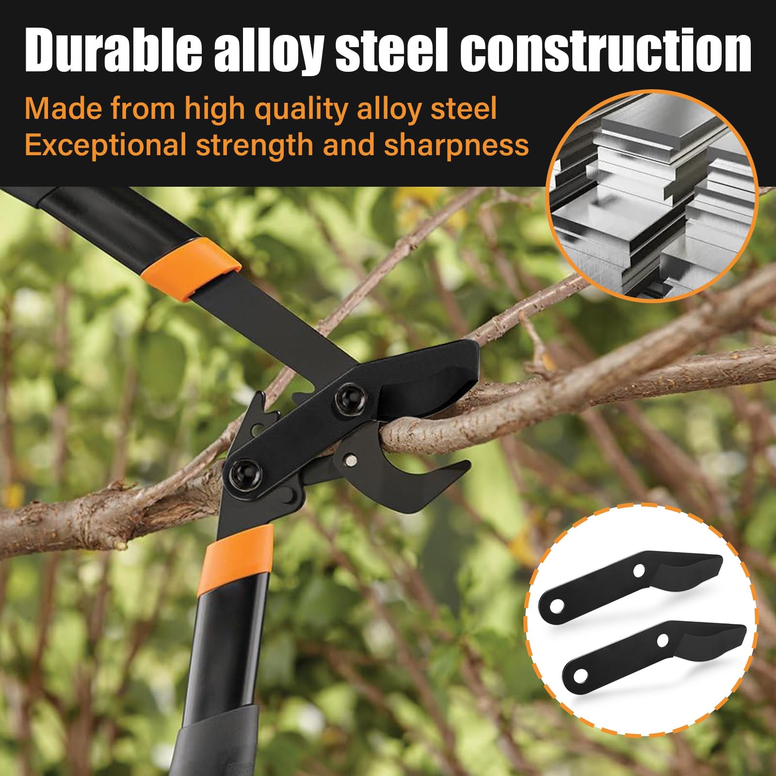 2 PC Steel Lopper Blades Replacement for Fiskars PowerGear 25"/31" & PowerGear 2 27"/32", Coated for Gardening Tools