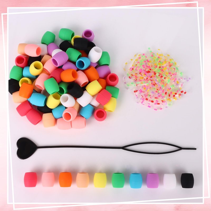 Youdaju 100 Pcs Large Silicone Hair Beads for Women Soft Colorful Pony Beads Bulk Large Hair Beads for Women Mixed Beads Hair Accessories for Braids Loc Dreadlock Accessories Jewelry Making Kit