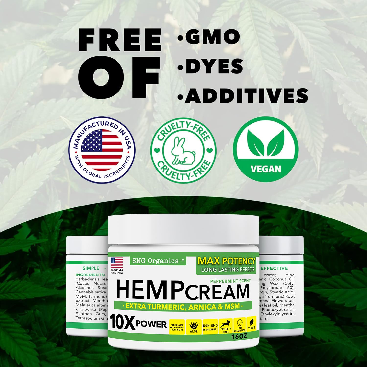 Super Natural Goods Hemp Cream with Hemp Oil, Turmeric, Arnica & Menthol – Botanical Cream with a Cooling Sensation for Localized Application (4oz)