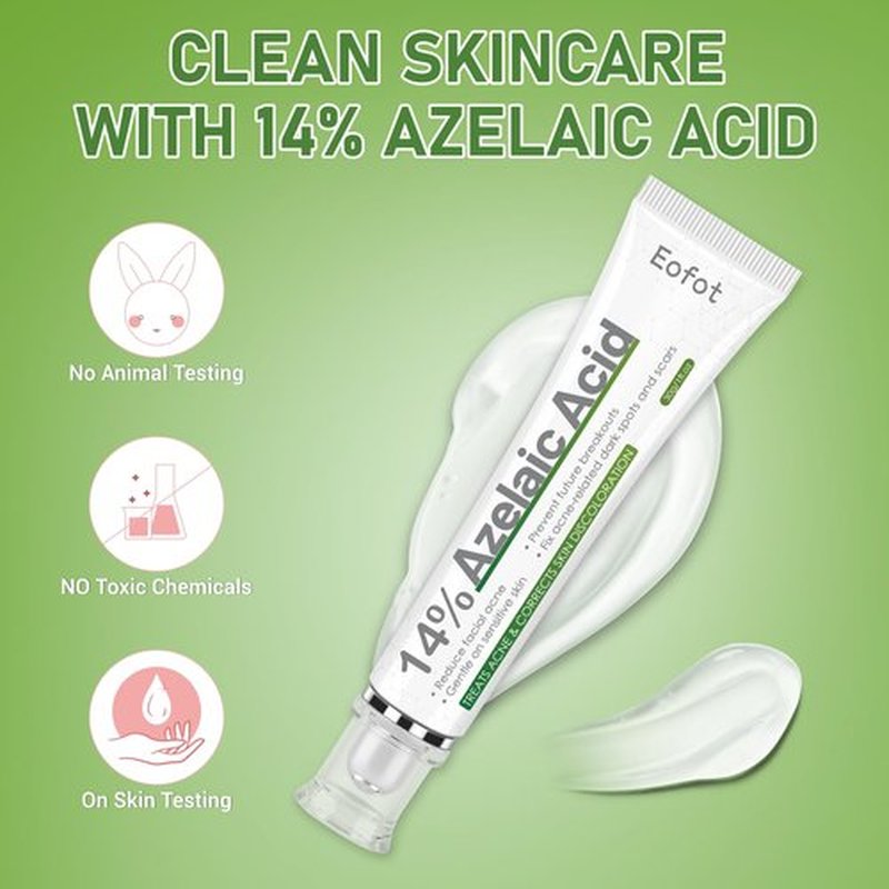 Eofot 14% Azelaic Acid Acne Cream, Azelaic Acid For Face, Helps Improve the Appearance of Acnes - Azalecic Acids Acido Azelaico, 1 Fl Oz