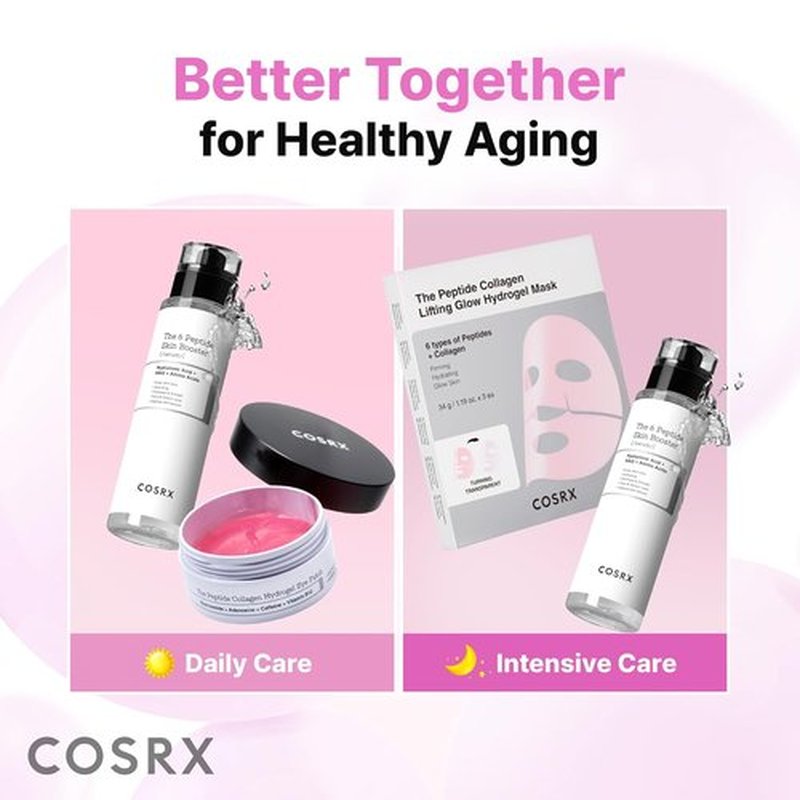 COSRX Pink Peptides Collagen Eye Patch - Reduces Puffiness & Dark Circles | 60 Hydrogel Under Eye Masks