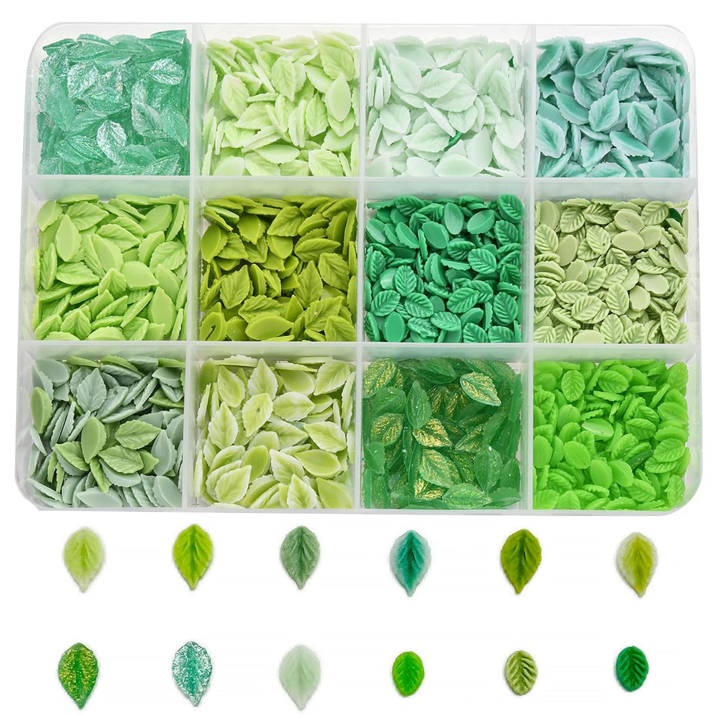 ZUMILLMN Leaf Nail Charm, 3D Nail Charms Bulk, 12 Styles Green Leaves Charms for Nails, Y2K Charms for Nails