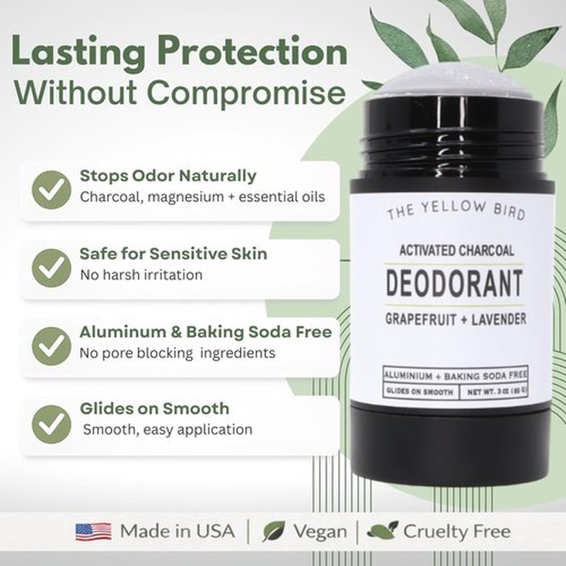 Skiennix Magnesium Deodorant - Natural, Aluminum-Free Formula with Charcoal & Essential Oils | Long-Lasting Protection for Sensitive Skin