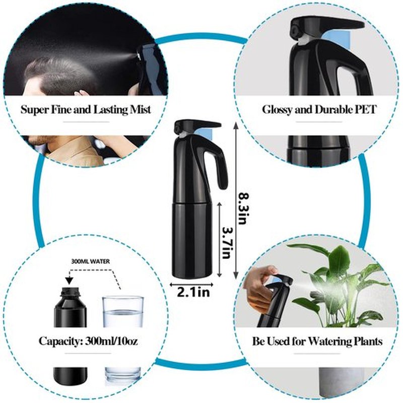 Aozzy 8Pcs Curly Hair Brush Set, Hair Brushes for Women, Round Brush for Blow Drying, Paddle Brush, Fit for Detangling Wet Long Thick Hair, Spray Bottle for Curly Wavy Hair, Family Daily Care（Black）