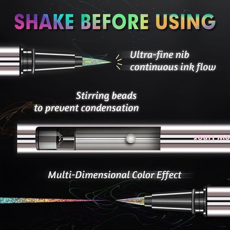 CHARMACY Liquid Eyeliner - Waterproof Intense Black Pen with Ultra Fine Tip | Smudge Proof & Easy Application, 0.6ml