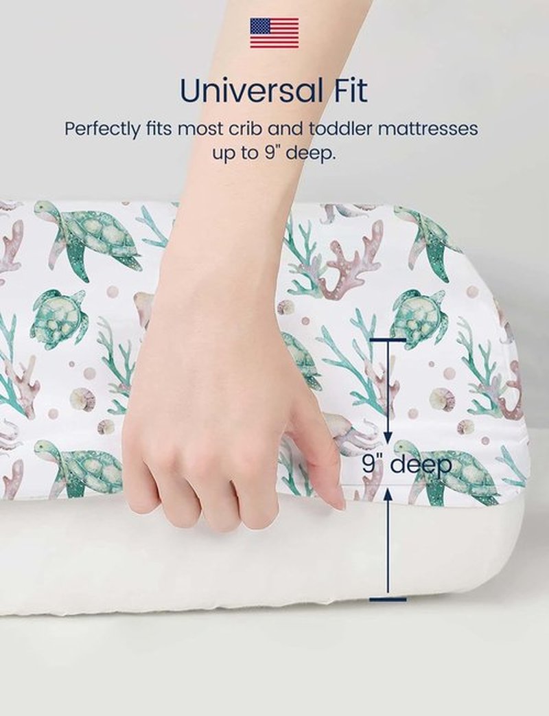 TotAha Crib Sheets | Premium Soft Jersey Knit Baby Sheets | Extra Deep Pocket 28x52x9 | 2 Pack (Sea Animal)